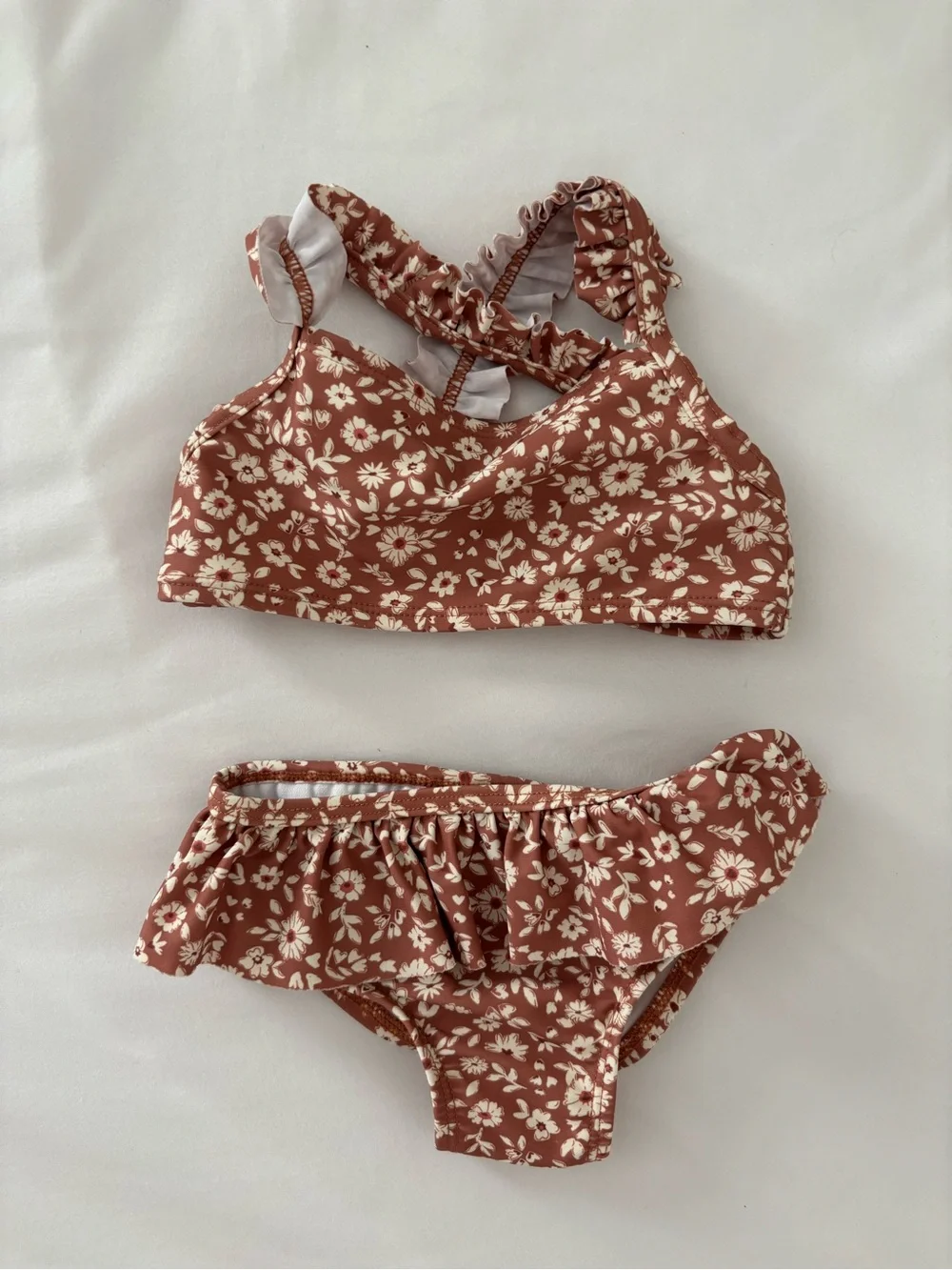 Modern Moments Kids Floral Ruffle Bikini Set - Rust
